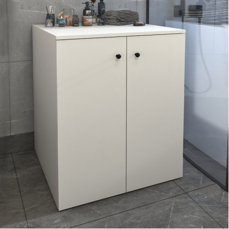 Gray Megapap melamine laundry machine cabinet in white color 70x66x90cm.