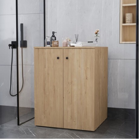 Gray Megapap melamine laundry machine cabinet in sapphire oak color 70x66x90cm.