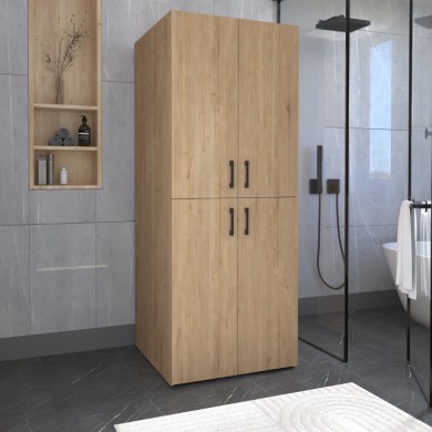 Millay Megapap melamine bathroom - laundry machine cabinet in sapphire oak color 70x70x180cm.