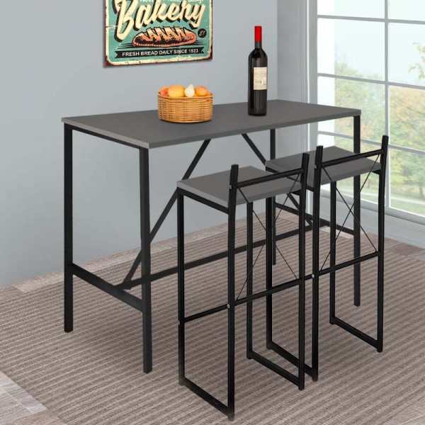 Τραπέζι μπαρ - stand Crego Megapap μεταλλικό - μελαμίνης χρώμα ανθρακί - μαύρο 100x45x89εκ.