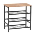 Dalia Megapap metallic - melamine shoe rack of 9 pairs in black - pine oak color 65x30x67cm.