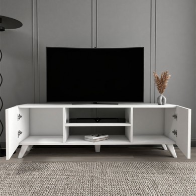 Evelyn Megapap melamine TV stand in white color 140x35x46cm.