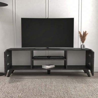 Evelyn Megapap melamine TV stand in black marble effect color 140x35x46cm.