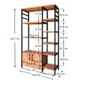 Benito Megapap metallic floor shelf unit in black - pine oak color 83,6x30,2x140,7cm.