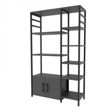 Benito Megapap metallic- melamine kichen shelf unit in black - anthracite color 83,6x30,2x140,7cm.