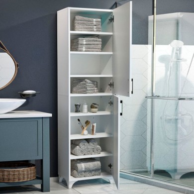 Charlie Megapap melamine kitchen/bathroom cabinet in white color 49x31,8x173,9cm.