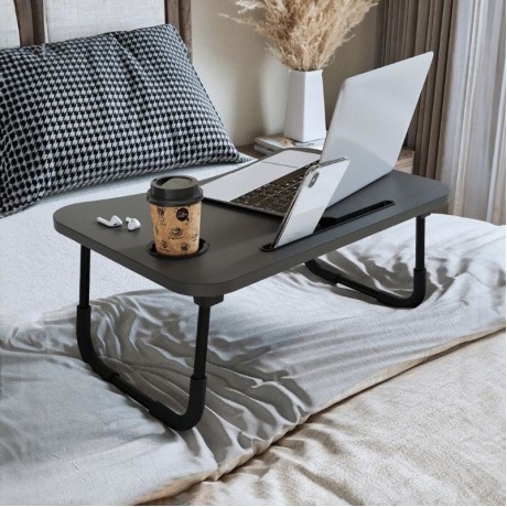Τραπεζάκι laptop Sedon Megapap χρώμα ανθρακί 59,2x39,2x26,2εκ.