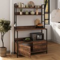Severo Megapap metallic kitchen cabinet in black - smoked walnut color 101x36x160cm.