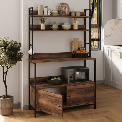 Severo Megapap metallic kitchen cabinet in black - smoked walnut color 101x36x160cm.