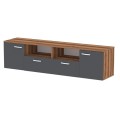 Girit Megapap melamine tv furniture in walnut - anthracite color 181.3x41x46.2cm.