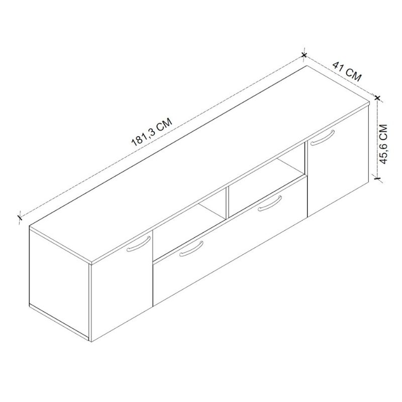 Girit Megapap melamine tv furniture in walnut - anthracite color 181.3x41x46.2cm.