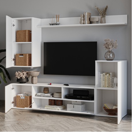Σύνθεση τηλεόρασης Rodos Megapap χρώμα λευκό 210,2x36x90,4εκ.