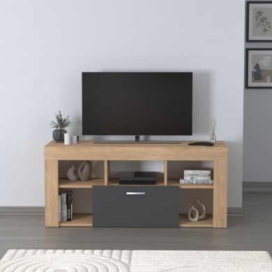Milidi Megapap melamine tv furniture in sapphire oak - anthracite color 135x42x60.7cm.