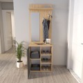 Norva Megapap melamine entrance furniture in sapphire oak - anthracite color 67,8x36,3x200,6cm.