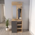 Norva Megapap melamine entrance furniture in sapphire oak - anthracite color 67,8x36,3x200,6cm.