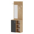 Norva Megapap melamine entrance furniture in sapphire oak - anthracite color 67,8x36,3x200,6cm.