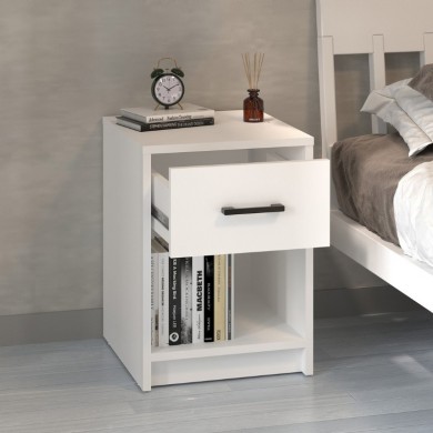Scoty Megapap melamine nightstand in white color 40.2x35.3x55cm.