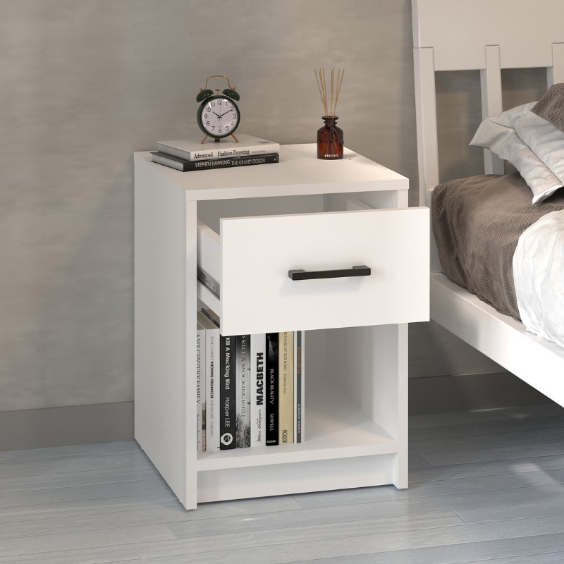 Scoty Megapap melamine nightstand in white color 40.2x35.3x55cm.