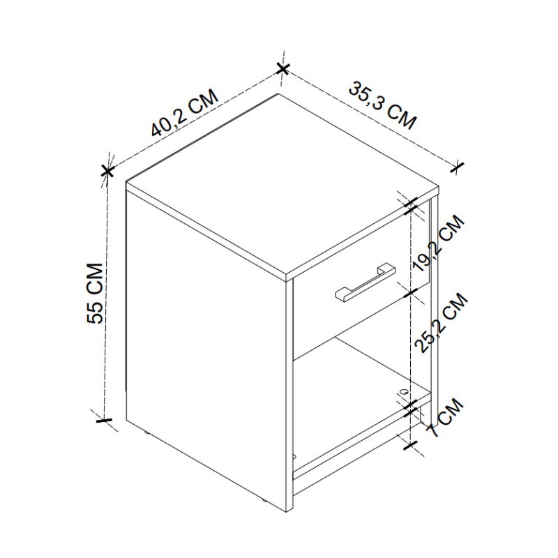 Scoty Megapap melamine nightstand in white color 40.2x35.3x55cm.