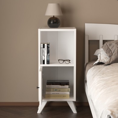 Vira Megapap melamine nightstand in white color 34x30x78cm.