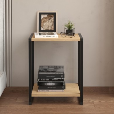 Gina Megapap melamine - metal nightstand in sapphire oak color 39x30x48cm.