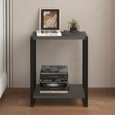 Gina Megapap melamine - metal nightstand in anthracite color 39x30x48cm.