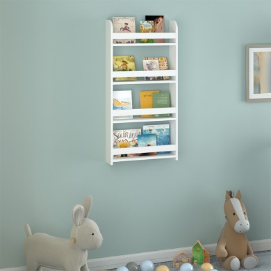 Montessori Megapap melamine wall bookshelf in white color 60x15x120cm.