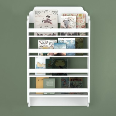 Montessori Megapap melamine wall bookshelf in white color 80x15x132cm.