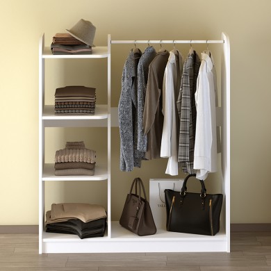 Rozesme Megapap melamine entrance furniture in white color 120x40x135cm.