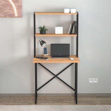 Pope Megapap metal - melamine study desk in pine oak color 73x52x146cm.