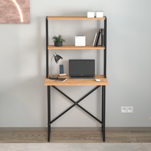 Γραφείο εργασίας Pope Megapap χρώμα pine oak 73x52x146εκ.