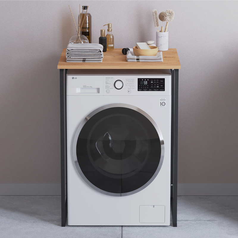 Doyle Megapap metal - melamine washing machine furniture in pine oak color 67x60x92.8cm.