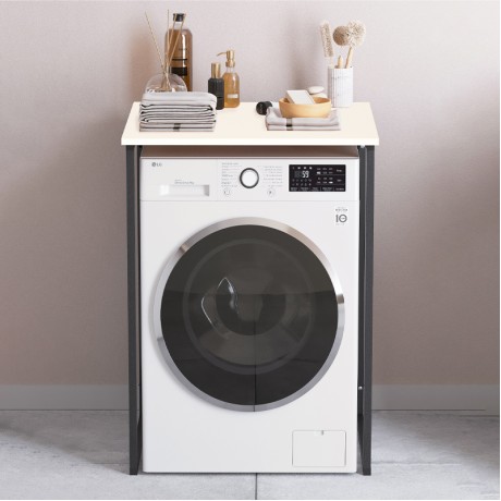 Doyle Megapap metal - melamine washing machine furniture in white color 67x60x92.8cm.