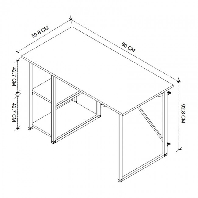Γραφείο εργασίας Verno Megapap χρώμα pine oak 90x59,8x92,8εκ.