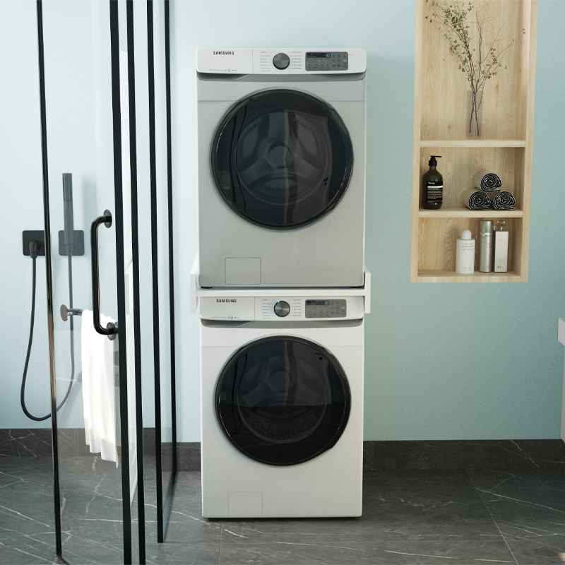 Sunta Megapap washer-dryer support base, white color 65.8x61.9x15cm.