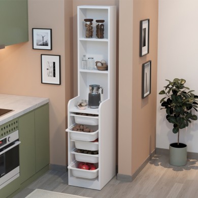 Utah Megapap melamine multipurpose furniture in white color 34.6x44.3x178cm.