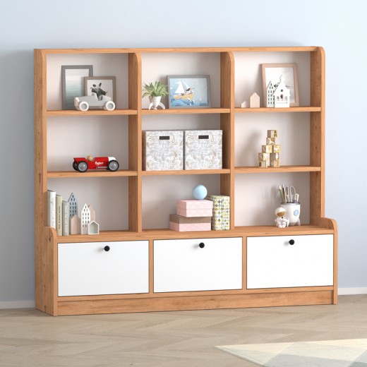 Βιβλιοθήκη Savona Megapap χρώμα pine oak 132,6x30,2x114,9εκ.
