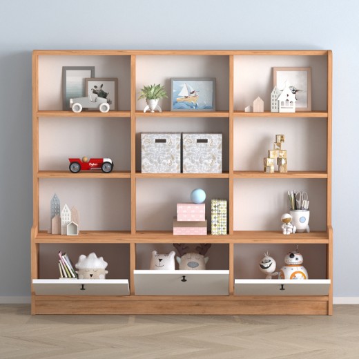 Βιβλιοθήκη Savona Megapap χρώμα pine oak 132,6x30,2x114,9εκ.