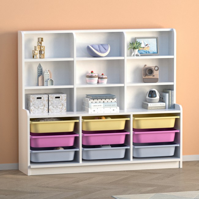 Βιβλιοθήκη Obia Megapap με 9 συρτάρια χρώμα λευκό 132,6x30x115εκ.