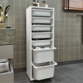 Kayra Megapap melamine multipurpose furniture with 7 baskets in white color 45.4x30x125cm.