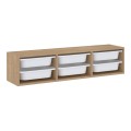 Pavia Megapap wall-mounted chest of drawers with 6 drawers in sapphire oak color 132x31x30.7cm.