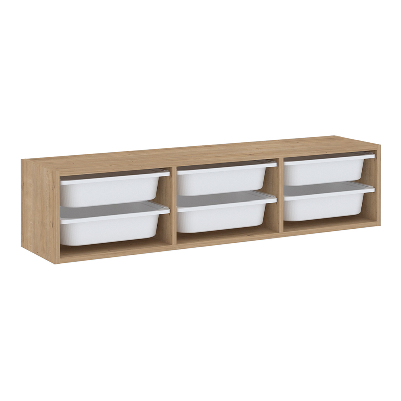 Pavia Megapap wall-mounted chest of drawers with 6 drawers in sapphire oak color 132x31x30.7cm.