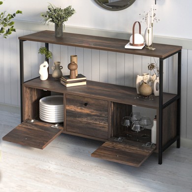 Mars Megapap melamine console in rustic walnut color 122x36x80.1cm.