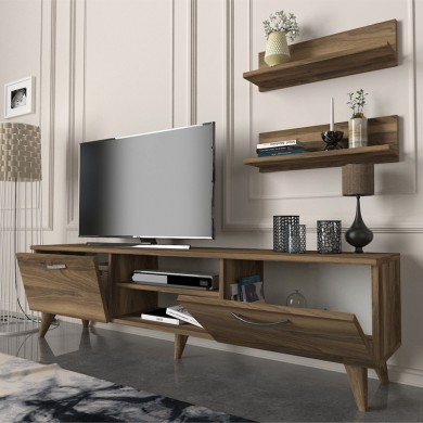 Colin Megapap melamine tv stand in walnut color 150x29.5x40,6cm.