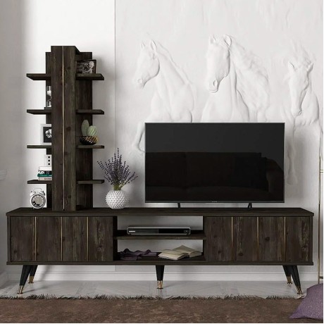 Σύνθεση τηλεόρασης Agneta Megapap χρώμα μαύρο rebab 180x35x149εκ.