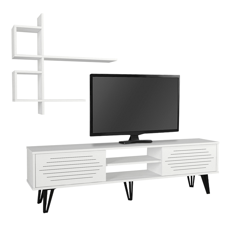 Salerno Megapap melamine TV unit in white 180x35x51cm.