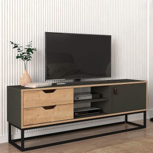 Έπιπλο τηλεόρασης Modena Megapap από μελαμίνη χρώμα sapphire - ανθρακί 150x35x53εκ.