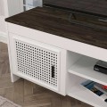 Galatea Megapap melamine tv stand in white - black rebab color 150x35x49cm.
