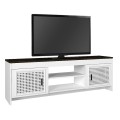 Galatea Megapap melamine tv stand in white - black rebab color 150x35x49cm.