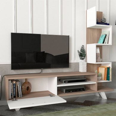 Ceren Megapap melamine TV stand in white - cordoba color 149,5x31x131,6cm.